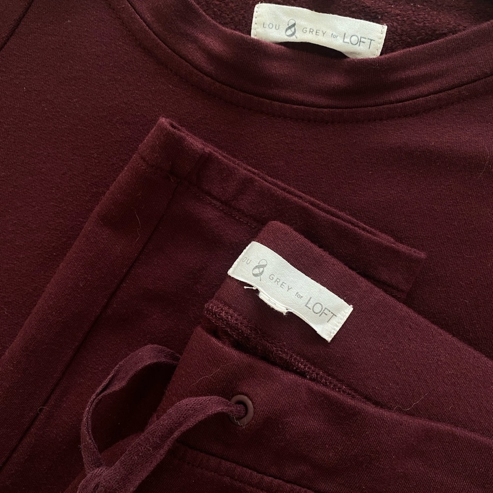 Lou & Grey by Loft Burgundy Sweatshirt and Joggers